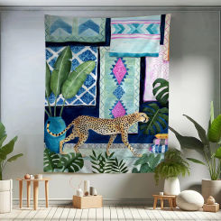 Cheetah Llama Leopard Jungle Cartoon Tapestry Art Science Fiction Room Home Decor Wall Hanging Sheets