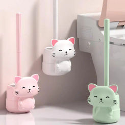 Cartoon Toilet Brush With Holder Set Cleaning Brush With Quick Drying Holder have Soft Bristle No Dead Angle Sanitary Brush