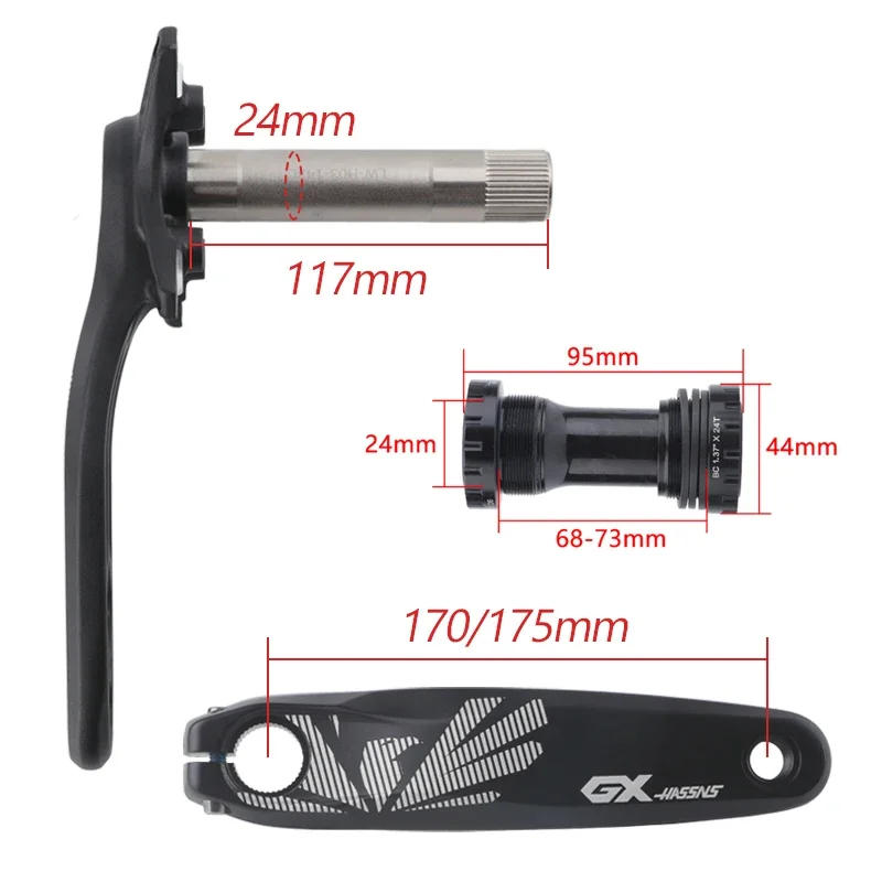 Description Picture 3 of itemHASSNS Crankset Mountain Bike Connecting Rods Mtb Cranks Arms For Bicycle Integrated Candle Pe 1 Crown 12 Speed 32/34/36/38T