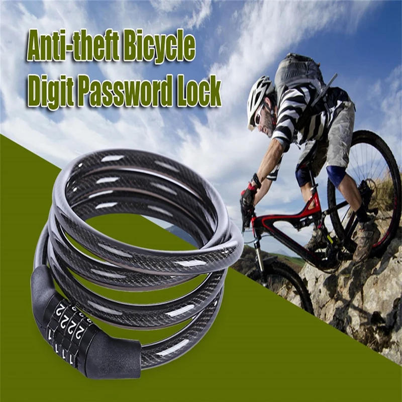 Description Picture 6 of itemBike Accessories Bicycle Bike Lock Anti-theft Password MTB Road Bike Security Cable Locker Portable Combination Code Padlock