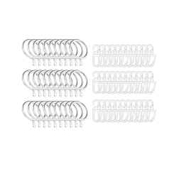 50 Pieces Metal Curtain Rings, Curtain Hanging Rings and Plastic Curtain Hooks, Curtain Rings for Window Curtain,Silver