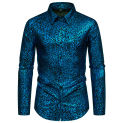 Men's Purple Dress Shirts For Party Hip Hop Leopard Print Long Sleeve Tuxedo Shirts Male Stylish Trend Nightclub Banquet Chemise