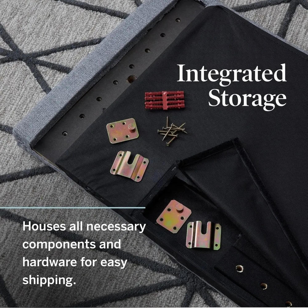 Description Picture 5 of itemLUCID Mid-Rise Upholstered Headboard - Diamond Tufted Padded Polyester  Adjustable Height from 34” to 46”  Easy Assembly