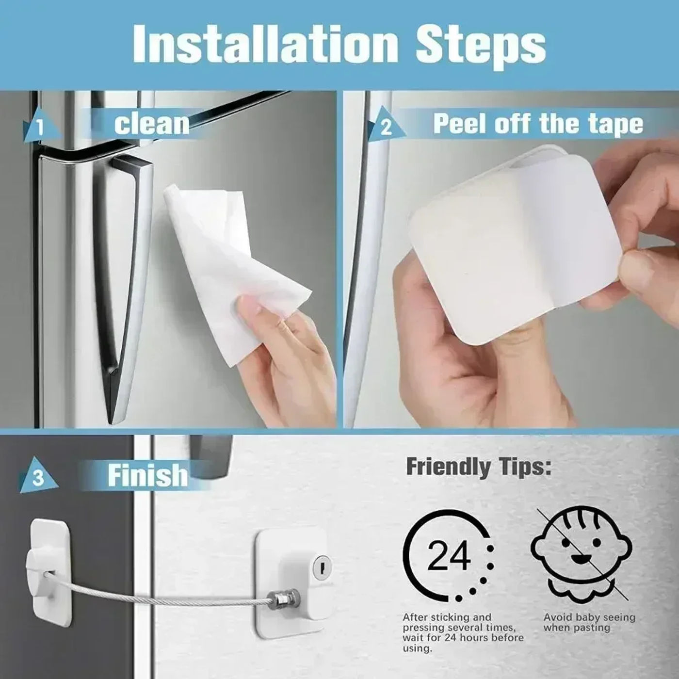 Description Picture 4 of itemBaby Safety Refrigerator Lock with Keys Infant Security Cabinet Locks Sliding Closet Door Locks  Baby Security Protection