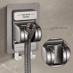 Adjustable Shower Head Holder with hooks Wall Mounted Handheld Sprayer Support Self-Adhesive Showerhead Bracket