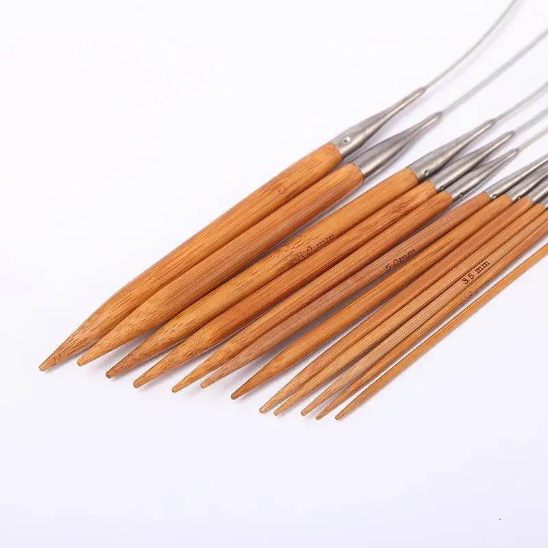 Description Picture 5 of item3.0-10mm Stainless Steel Bamboo Loop Circular Crochet Needles  Knitting Needles For DIY Knitting Weaving Pins Needle Craft Tools