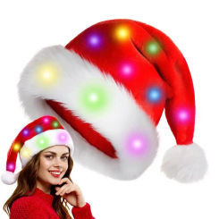 LED Christmas Hats Light Up Caps Santa Claus Hat Snowman Elk Xmas Hat For Adult Kids New Year Festive Holiday Party Supplies