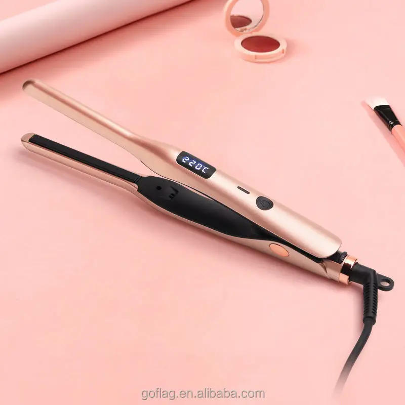 Description Picture 2 of itemCustom Logo 0.3 Inch Mini Pencil Titanium Plate 470 Degree LCD Display Hair Flat Iron Curler Portable Hair Straightener