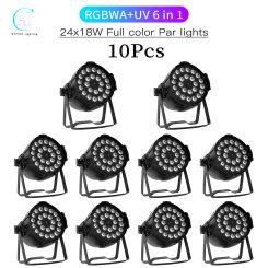 10Pcs/Lots 24x12W/24x18W RGBWA+UV 6 in 1 LED Par Light Aluminum Stage Light DMX512 Control DJ Disco Party Bar Stage Lighting