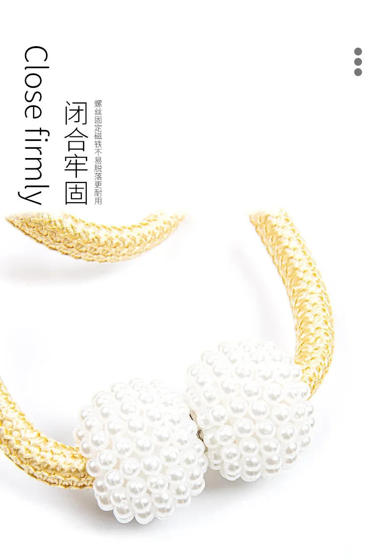 Description Picture 4 of itemNew Pearl Magnetic Curtain Clip Curtain Holders Tie Back Buckle Clips Hanging Ball Buckle Tie Back Curtain Decor Accessories