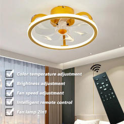 Modern Hot Ceiling Fan Lamp with Remote Control Pure Copper Motor Intelligent Timing Mute Infinitely Dimmable LED Light