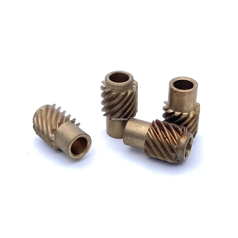 Description Picture 4 of item0.4M 12T 4MM Copper 45-Degree Staggered Helical Copper Model Accessories 90° Right-Angle Turning Gear
