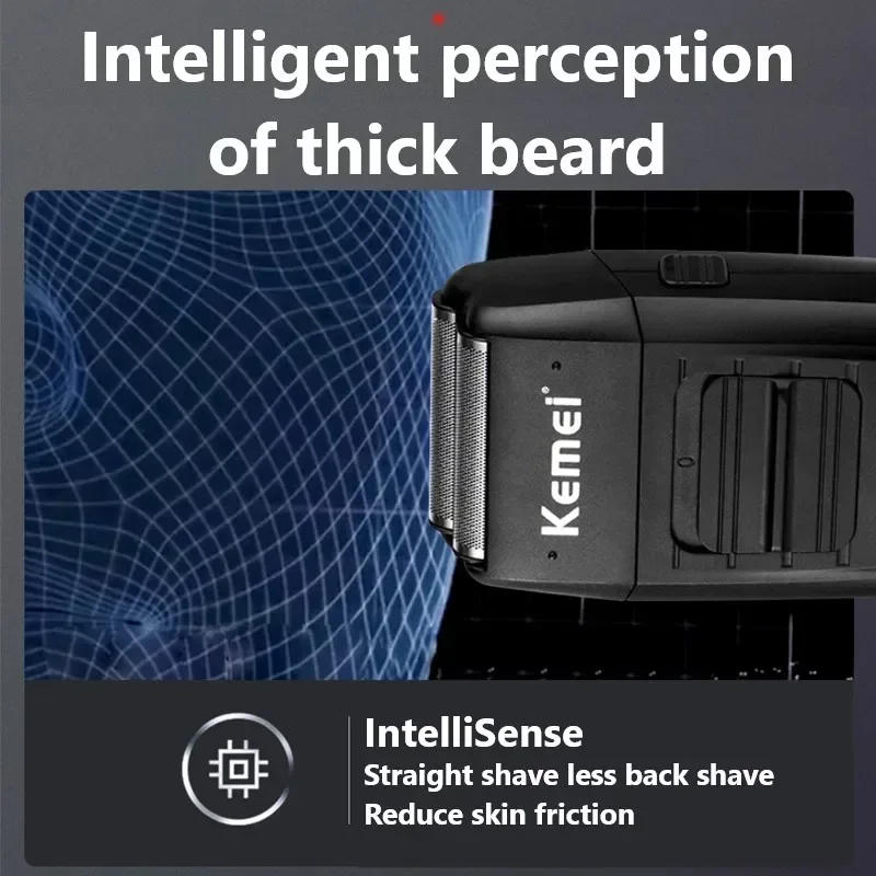 Description Picture 4 of itemKemei KM-1102 Rechargeable Cordless Shaver for Men Twin Blade Reciprocating Beard Razor Face Care Multifunction Strong Trimmer