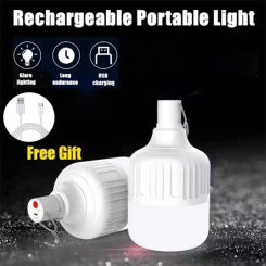 Led Spotlight For Outdoor USB Charging Light 60W Bulb Lamp Portable Emergency With Hook Garden Tent High Quality Strong Lights