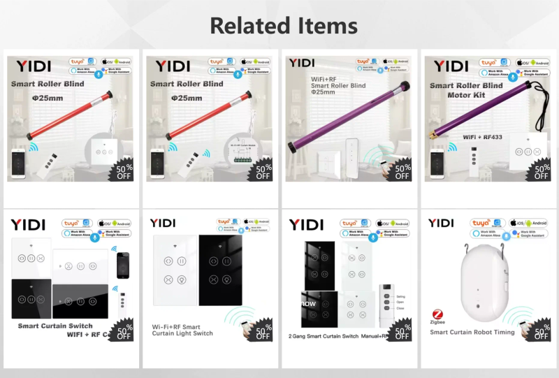 Description Picture 2 of itemCustomized Smart 25mm Curtain Motor Electric Roller Blinds Shutter Tubular Motor 38mm Tube Tuya Wifi Curtain Switch Moudle Alexa