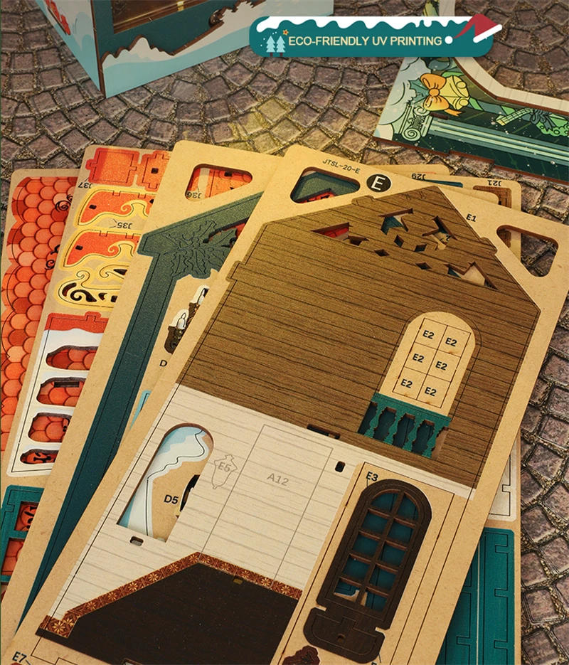 Description Picture 5 of itemNEW Merry Christmas DIY Wooden Book Nook Shelf Insert Miniatures Kits Bookshelf Home Bookend Decoration For Adult Handmade Gifts