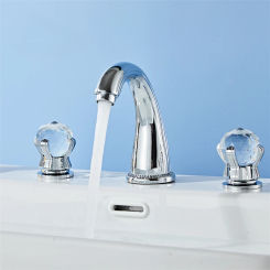 Basin Black Widespread Brass Gold Faucet Bathroom Sink 3 Hole Crystal Handle Hot And Cold Water Tap