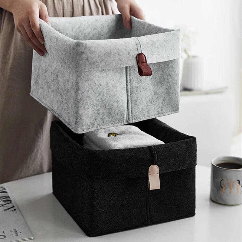 Description Picture 4 of itemVarious Clothes Felt Storage Baskets Home Bathroom Laundry Bucket Office Sundries Box Toy Storage Box Dormitory Underwear Storag
