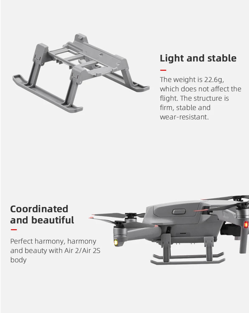 Description Picture 6 of itemBRDRC Landing Gear for DJI Mavic Air 2/AIR 2S Foldable Extended Leg Support Feet for Drone Landing Bottom Protector Accessory