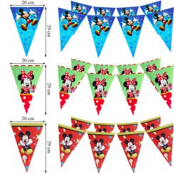 Happy Birthday Banner Disney Mickey Mouse Banners Pulling Flags DIY Party Decoration Boys Girl Baby Shower Supplies Decor Gift