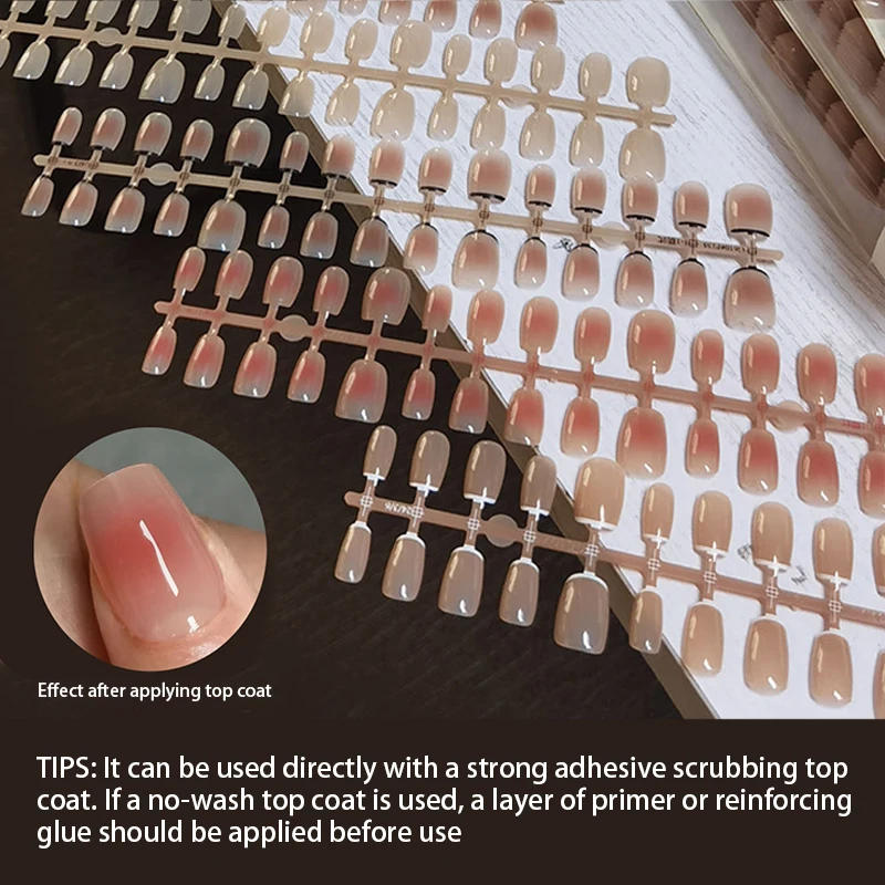 Description Picture 4 of item30pcs Gradient Fake Nails French Blush Nude Nail Waterproof Faux Medium Coffin False Nails Fingernails Press On Nails Tips Mani