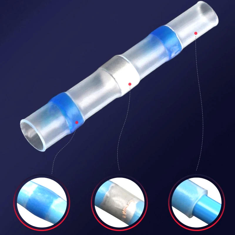 Description Picture 5 of item50-500Pcs Boxed Heat Shrink Butt Crimp Terminals Waterproof Solder Seal Electrical Connectors Wire Cable Splice Kit Automotive M