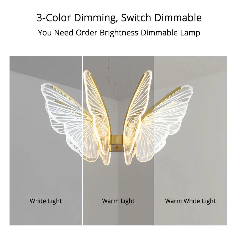 Description Picture 3 of itemMorden LED Butterfly Ceiling Chandeliers Luxury Pendant Lamps For Living Room Bedroom Home Decor Hanging Lights Luster Fixtures