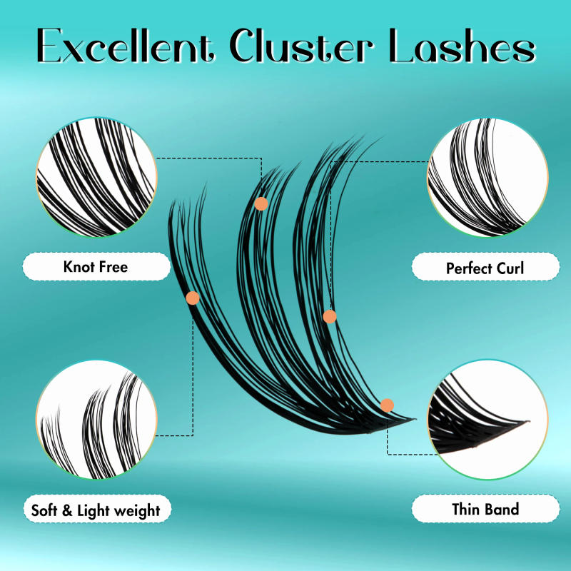 Description Picture 3 of itemGemerry Cluster Lashes 280 pcs Individual Lash Extensions 40D/50D/60D/80D/100D Soft&Natural DIY False Eyelash