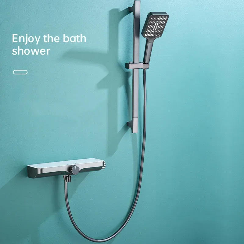 Description Picture 2 of itemShower Faucet Set Bathroom Wall Mounted Gray Solid Brass Big Plate Bathtub=