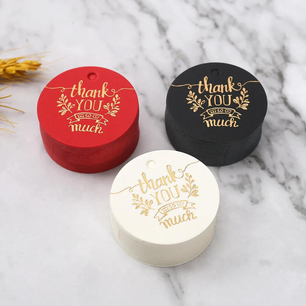 Description Picture 3 of item100pcs 4.5cm Bronzing Round Thank You Tags Garment Shoes Gift Bags Hang Tag Paper Cards Labels for Home DIY Christmas Tags
