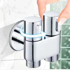G1/2 Angle Valves Wall Mount Double Control Angle Valve One In Two Out Water Cleaning Sprayer Toilet Bidet Bathroom Accessories
