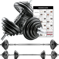 44Lbs Cast Iron Adjustable Dumbbell Set Hand Weight with Solid Dumbbell Handles Changed into Barbell Handily Great for B