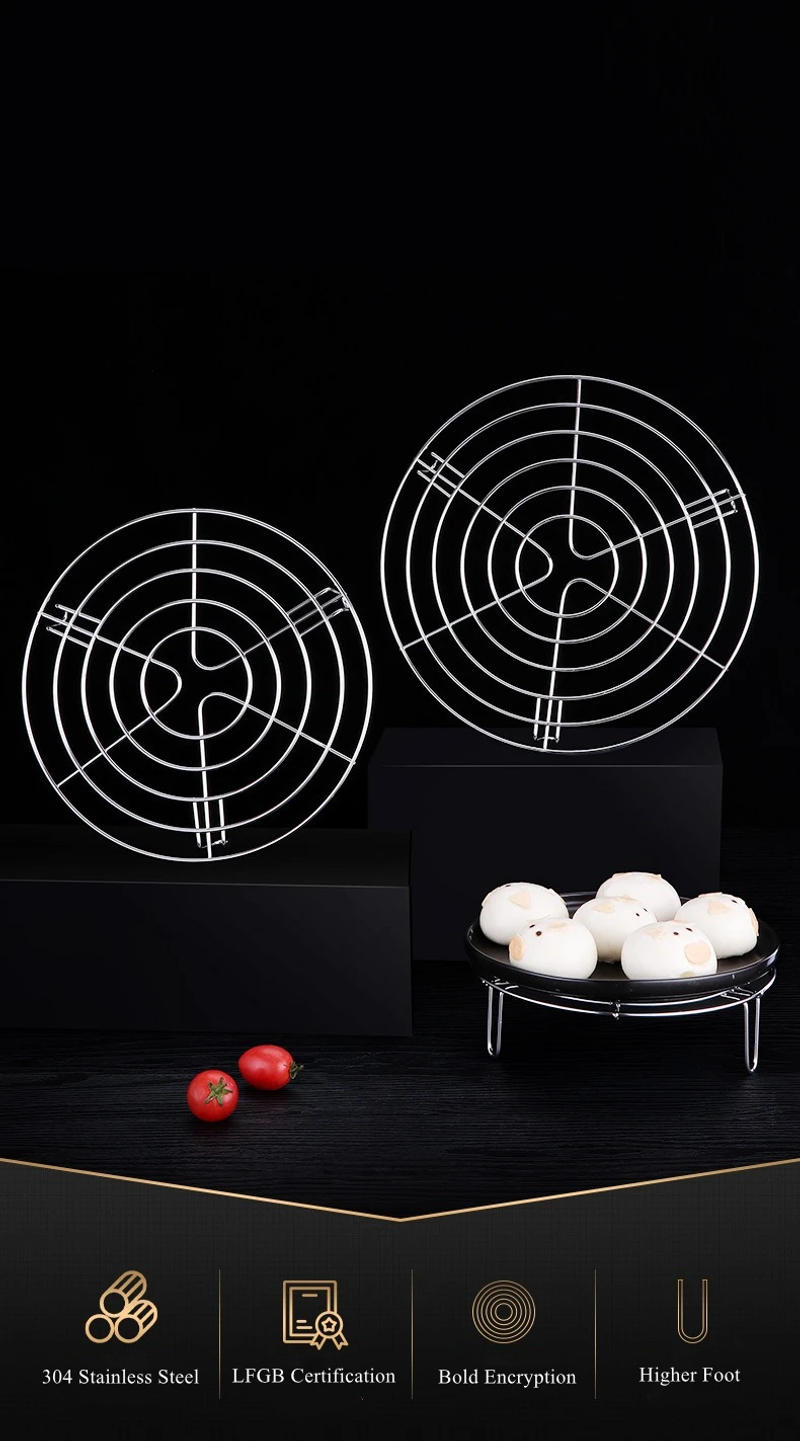 Description Picture 3 of itemLFGB Certificate 304 Stainless Steel Steaming Rack Contact Food Directly Trivet U Shape Foot Family Food Steamer Pot Steam Tray