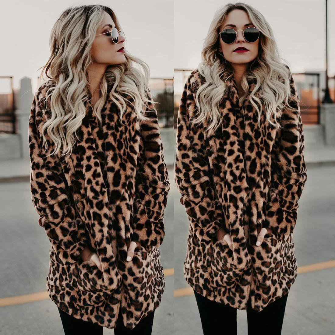 Description Picture 4 of itemWomen's Warm Faux Fur Jackets Coat Leopard Leisure Women Winter Shaggy Fur  Jackets Thick Fluffy Luxury Bontjas Outerwear 2023