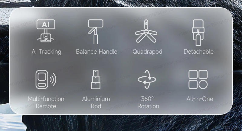 Description Picture 3 of itemSelfie Stick Tripod Phone Holder Extendable Quadrapod 1/4'' Screw for Mobile Phone Camera, AI Track Shoot with Remote Bluetooth