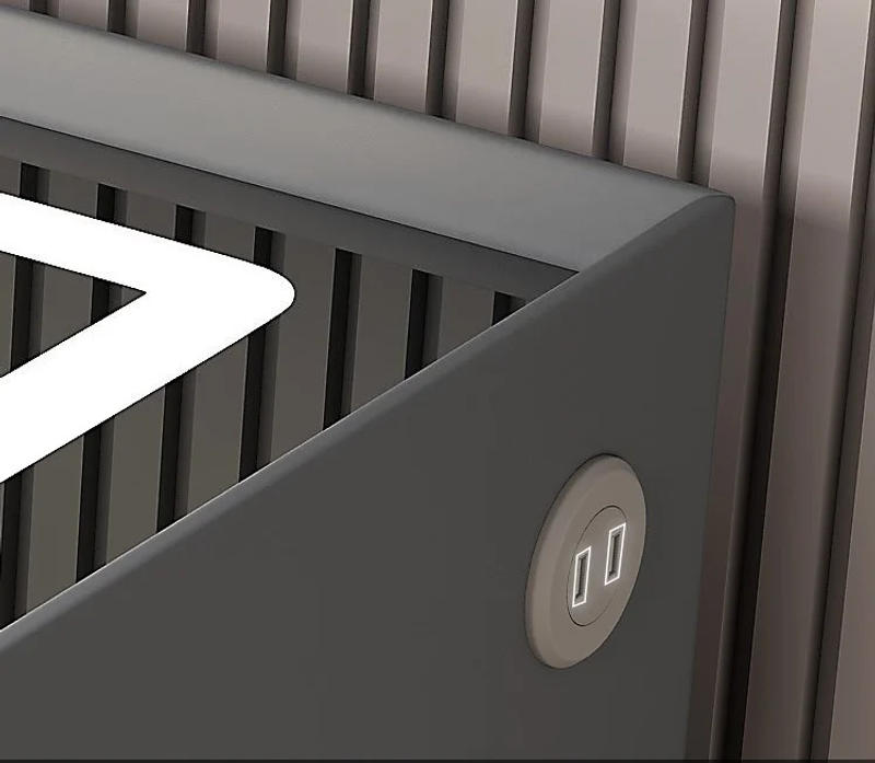 Description Picture 6 of itemModern Style Intelligent Bedside Table 2 Drawers Faux Leather Nightstands with Wireless Charging Bluetooth Speaker Side Cabinet