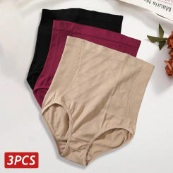 3PCS Women High Rise Shaping Panties Seamless Slimming Control Shapewear Solid Butt Lifter Underwear High Elastic Sexy Lingerie