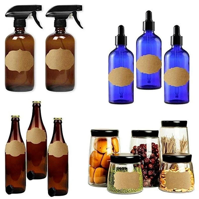Description Picture 3 of item300Pcs/Roll Spice Kraft Paper Label Handmade Blank Gift Tags Paper Jar Glass Bottle Stationery DIY Kitchen Sealing Stickers
