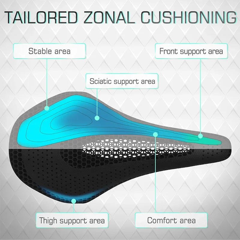 Description Picture 5 of itemBUCKLOS Bicycle Saddle 143MM 155mm 3d Printed Saddle Carbon Fiber Racing Bike Seat Cushion 3D Road MTB Triathlon Seat Nylon