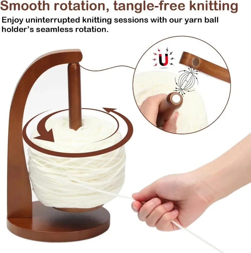 Description Picture 6 of item360° Rotation Spinner Wooden Yarn Holder Spinning Knitting Tools Crochet Holder Rotating Magnetic Thread Spool Wool Ball Winder