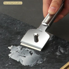 Stainless Steel Glass Scraper with 4 Blades, Ceramic Hob Cleaner for Induction Cooktops, Durable Cooker Glass Cleaning Tool