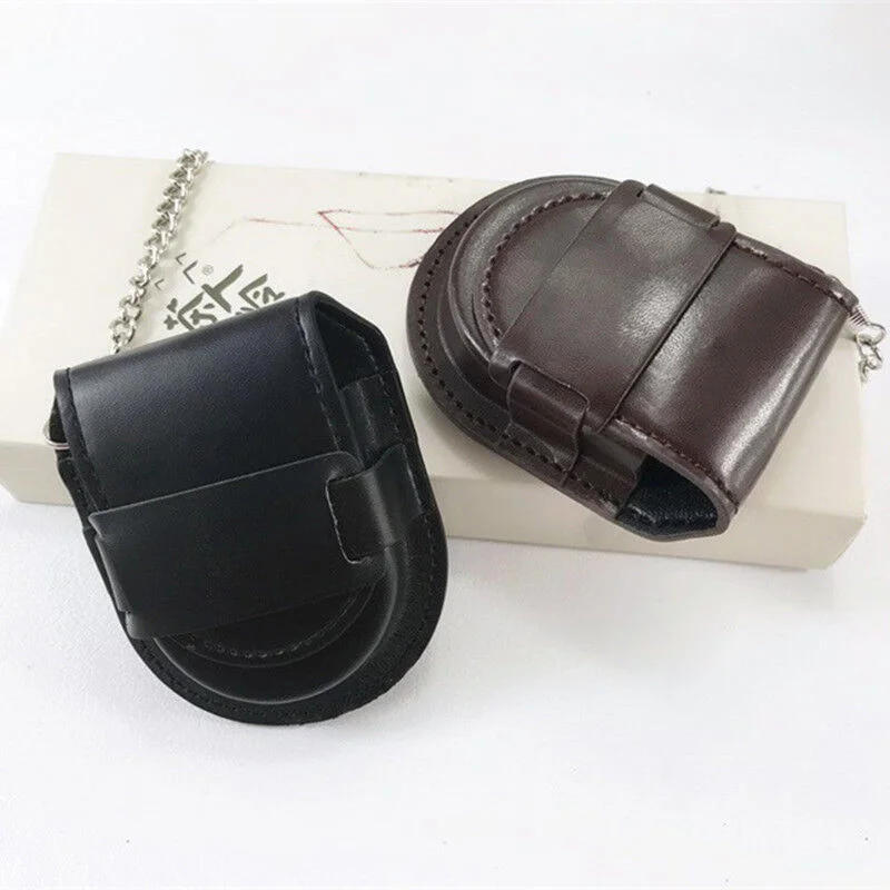 Description Picture 5 of itemVintage Leather Case Pocket Watch Holder Bronze Chain Holster Storage Case Pouch Bag With Chain For DIY Crafts