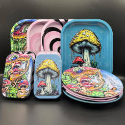 3Pcs Small Roller Cigar Case Storage TinPlate Round Ashtray Container 18*14cm Metal Cig Rolling Tray Tobacco Accessories