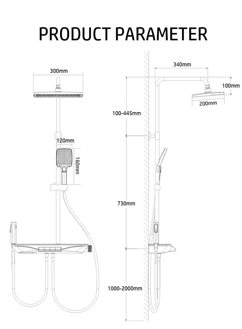 Description Picture 5 of itemHot Cold Shower Mixer Faucet Bathroom LED Digital Atmosphere Thermostatic Shower System Bathtub Wall Mount SPA Rain Bath Tap Set