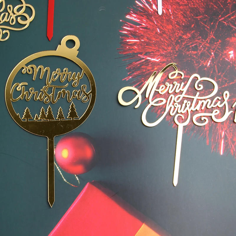 Description Picture 3 of item9pcs Acrylic Christmas Cake Topper Set Party Supplies Merry Christmas Cake Decoration Baking Decorating Tools