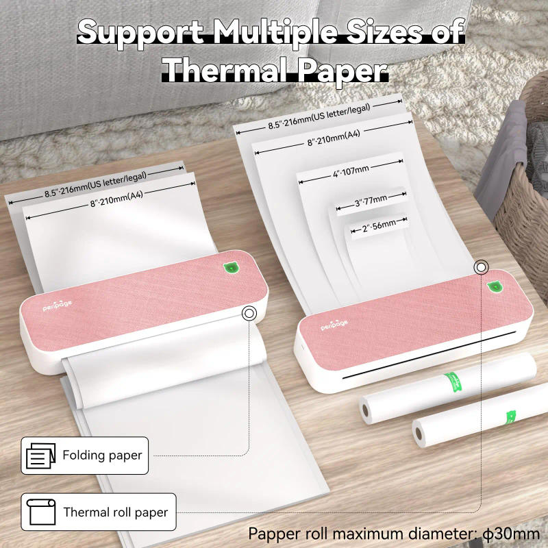 Description Picture 6 of itemPeripage A40 203dpi 304dpi Portable A4 Mini Printer Inkless Thermal Paper Wireless Bluetooth Phone Photo Size A4 Machine Maker