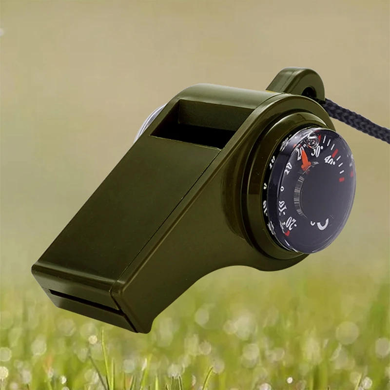 Description Picture 3 of item3 in 1 Emergency Survival Whistle Compass Thermometer Referee Cheerleading Whistle Camping Hiking Outdoor Multifunction Whistle