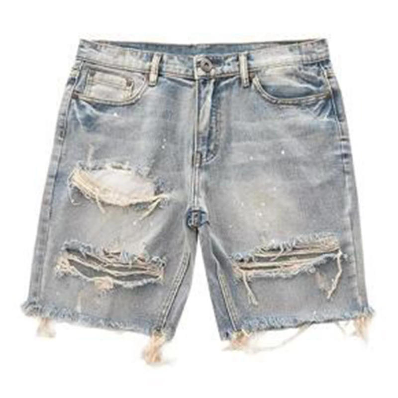 Description Picture 6 of itemMens Summer Distressed Retro Shorts Shorts Fashion Slim Ripped Short Jeans Hollow Streetwear Loose Casual Male Capris Shorts