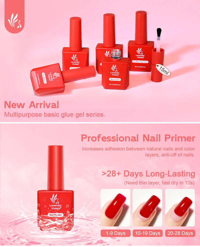 Description Picture 2 of item4pcs 15ml Nail Primer & 5 in 1 Builder Base Gel & Glossy Top Coat & Matte Top Coat for Beginner Use Home Salon Nail Art Design
