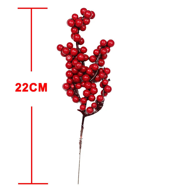 Description Picture 4 of item1-10pcs Christmas Simulation Berry 14 Berries  Artificial Flower Fruit Cherry Plants Home Christmas Party Decoration DIY Gift